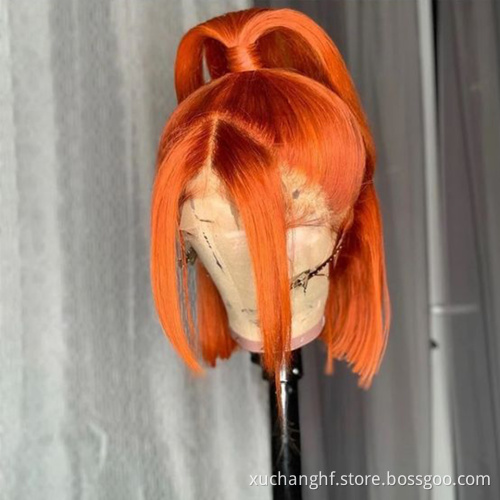 Xuchang #350 highlight raw brazilian bob hair wig vendors short bob human hair wigs, preplucked human hair lace frontal wig